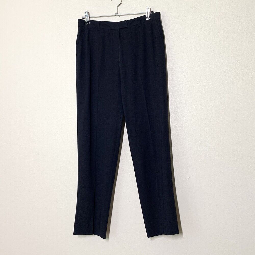 Akris Black 100% Wool Ankle Trouser Pants US 4 Black Tapered Leg Crop Pleated